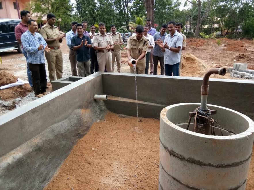 Within five days Police constructed a Borewell recharge unit at Brahmavar